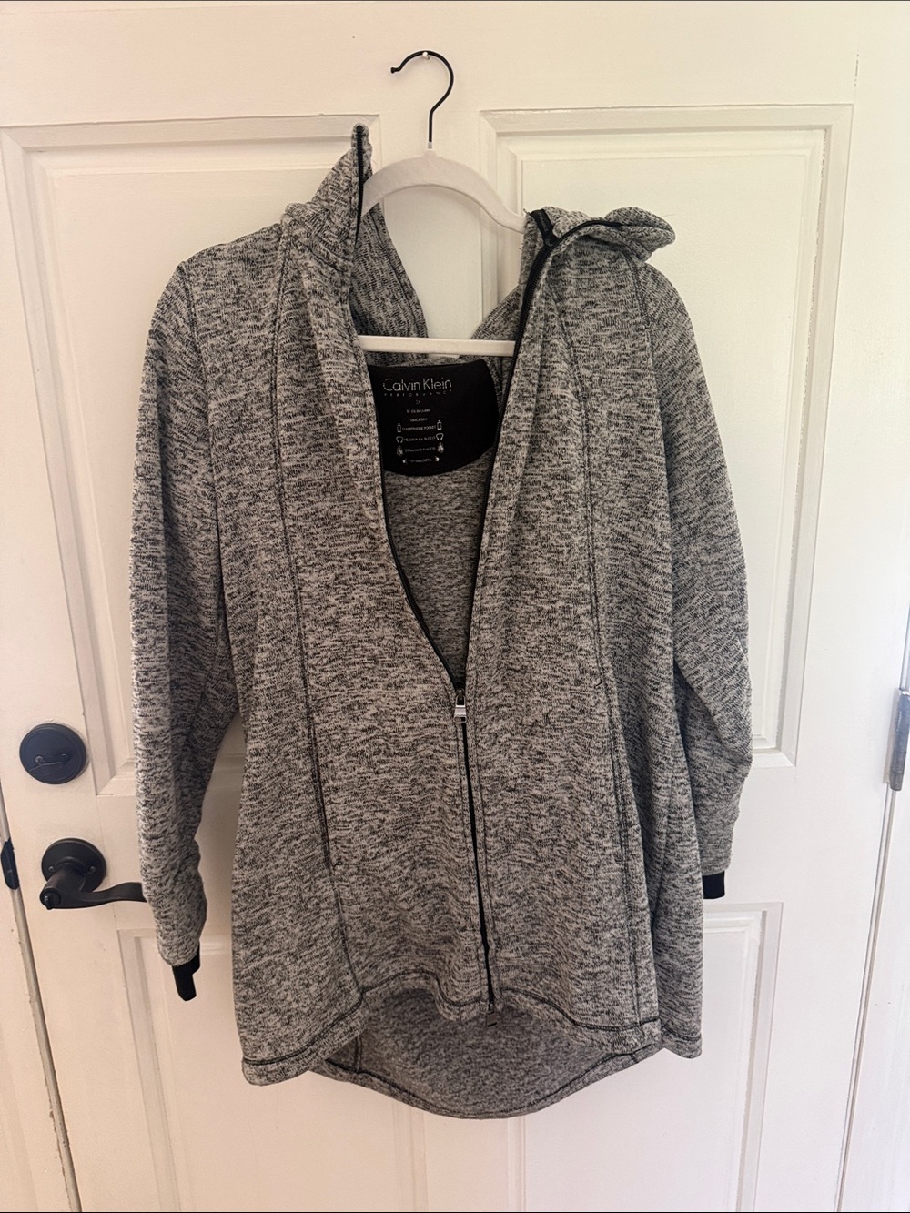 Calvin Klein Women's Heather Gray Hooded Zip Utility Jacket